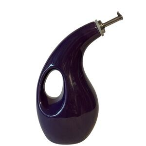 Rachael Ray EVOO Olive Oil Dispenser Stoneware Bottle Egg Plant/Purple Cruet EUC